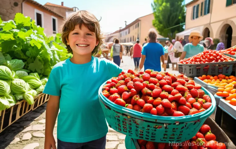 유기농업관리사 자격증 필수 준비물 - A serene and dedicated organic farmer, a woman in her late 40s, stands in a vast, vibrant green fiel...